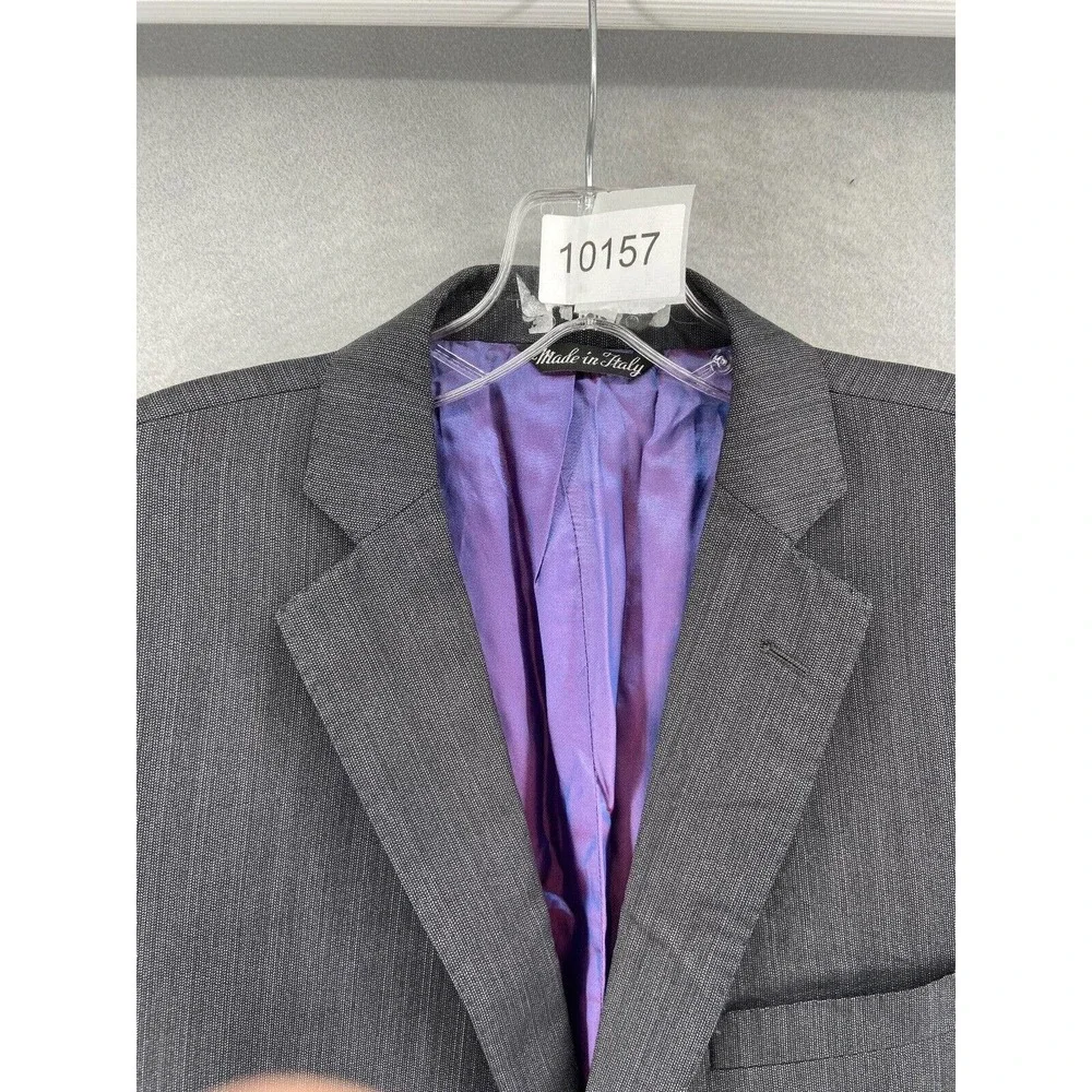 Ermenegildo Zegna Blazer Jacket Mens Sz 42L Gray‎ Wool Silk Stripe 2 Button
